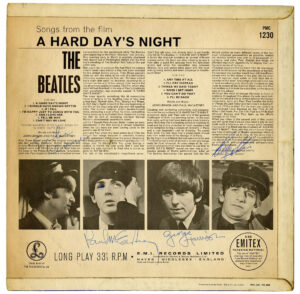 SA11 An "A Hard Day's Night" Album Cover Signed By The Beatles For An Actress Who Filmed A Scene With Them