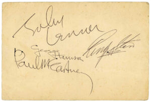 AP10. An Outstanding Beatles Autograph Set Obtained Shortly After They Finished Filming "A Hard Day's Night"