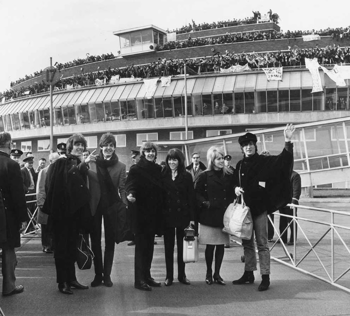 Beatles SI42C The Beatles at Heathrow Airport on March 13, 1965, just after autographing this BEA card and just before they boarded the plane to fly to Austria.