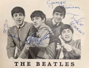 PC8 A Rare Beatles Signed Fan Club Card, With THE Iconic Dezo Hoffmann Image