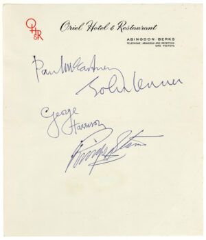 SI6  A Stunning Set Of Beatles Autographs On A Sheet Of Hotel Stationery, November 1963