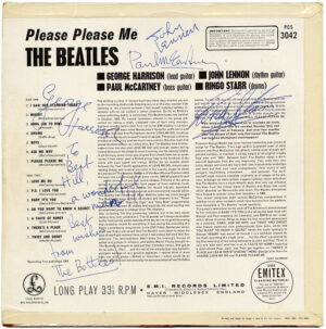 SA10 Incredibly Rare First Issue STEREO "Please Please Me" Album Cover Signed By The Beatles