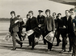 The Beatles shortly after they landed in their hometown Liverpool on July 10, 1964, for the Northern Premiere of "A Hard Day's Night".