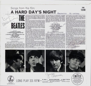 SA6. "A Hard Day's Night" LP Cover Signed Beautifully By The Beatles in 1964
