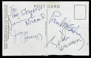 SI12. BOAC postcard signed by The Beatles with Jimmie Nicol in June 1964
