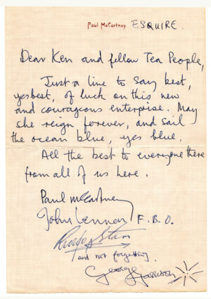 SI22. A Handwritten Letter Signed By All 4 Beatles While On The 1966 U.S. Tour
