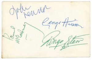 PC4. An Extremely Rare Early Beatles Signed Promotional Card.