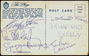 SI11.  A Plaza Hotel Picture Postcard Fully-Signed By The Beatles On February 21, 1964 At The End Of Their First American Visit