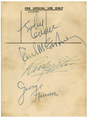SI33. A Nice Set of Beatles Autographs Signed Just Days After Their Appearance At The Royal Command Performance.