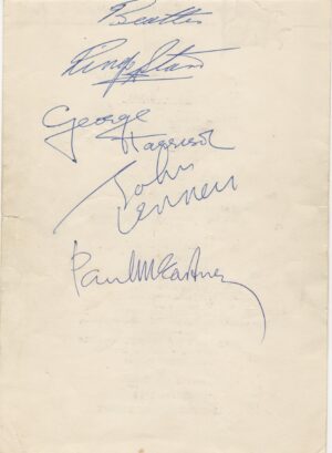 SI43.A Dinner Menu From The Salutation Hotel In Perth, Scotland Signed Beautifully By the Beatles During Their 1963 Scottish Tour