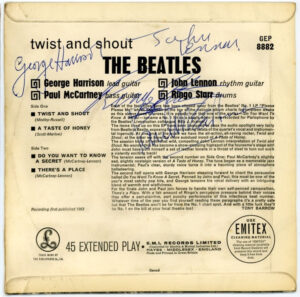 SI8. A “Twist and Shout” Extended Play Record Sleeve Signed By The Beatles