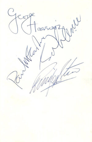 SI44.  A Lunch Menu Signed During Filming of the Train Sequence in the Movie "A Hard Day's Night"