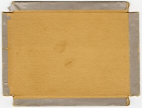 The back of a Bloomingdale's Cardboard Box Top Signed By the Beatles On August 13, 1965.