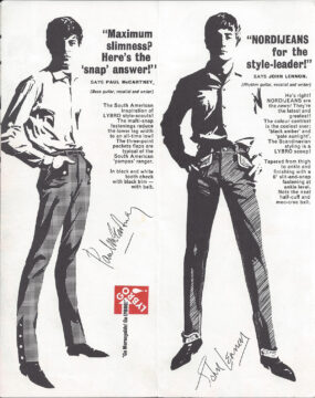 This is yet another side of the rare Beatles fold out Lybro Jeans brochure.
