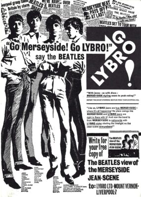 Rare Lybro Jeans / Beatles promo card with address to mail in for the included brochure.