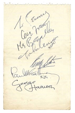 A Great Set Of Beatles Autographs From The Fall Of 1964, With John Lennon Writing “Love From The Beatles”