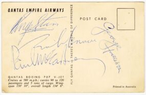 A Qantas Airlines Postcard Signed By The Beatles.