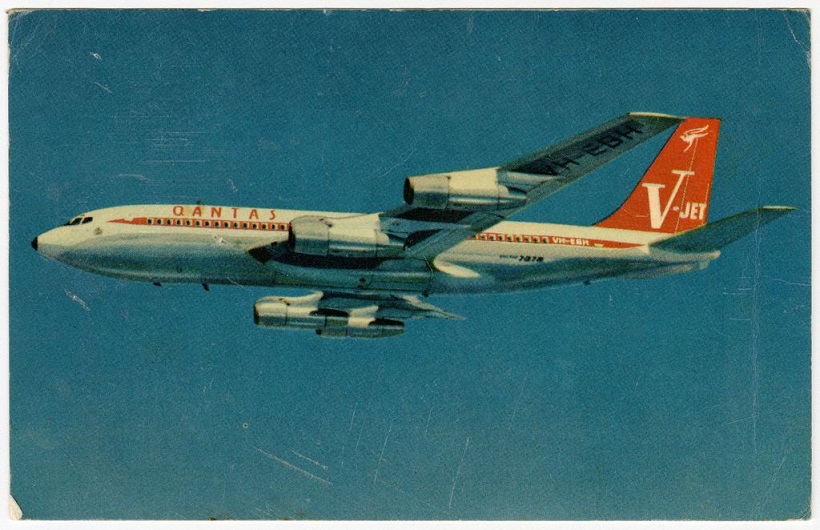 The Color Front Of A Qantas Postcard Signed By The Beatles.